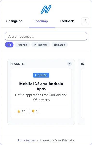 Public Roadmap with Verified Customer Upvoting