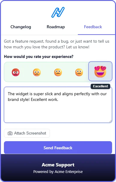 In-App Feedback Form Tab with NPS Picker