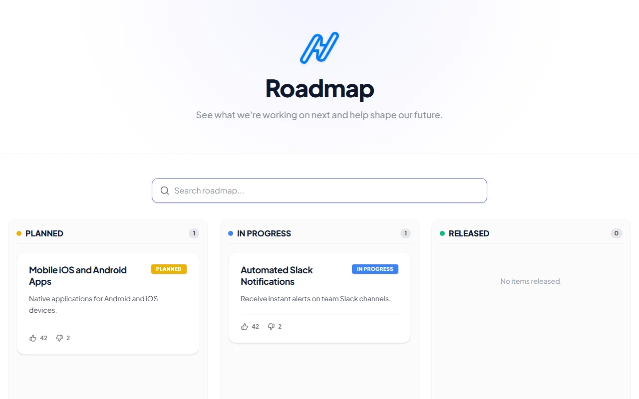 Hosted Public Roadmap Page