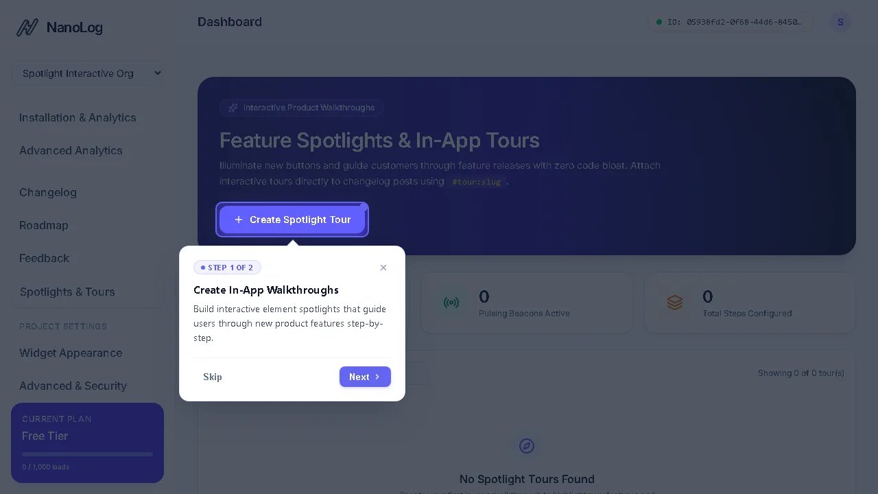 Interactive Spotlight Step with Dimmed Mask