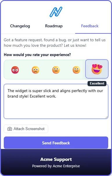 In-App Feedback Widget with Attach Screenshot Button