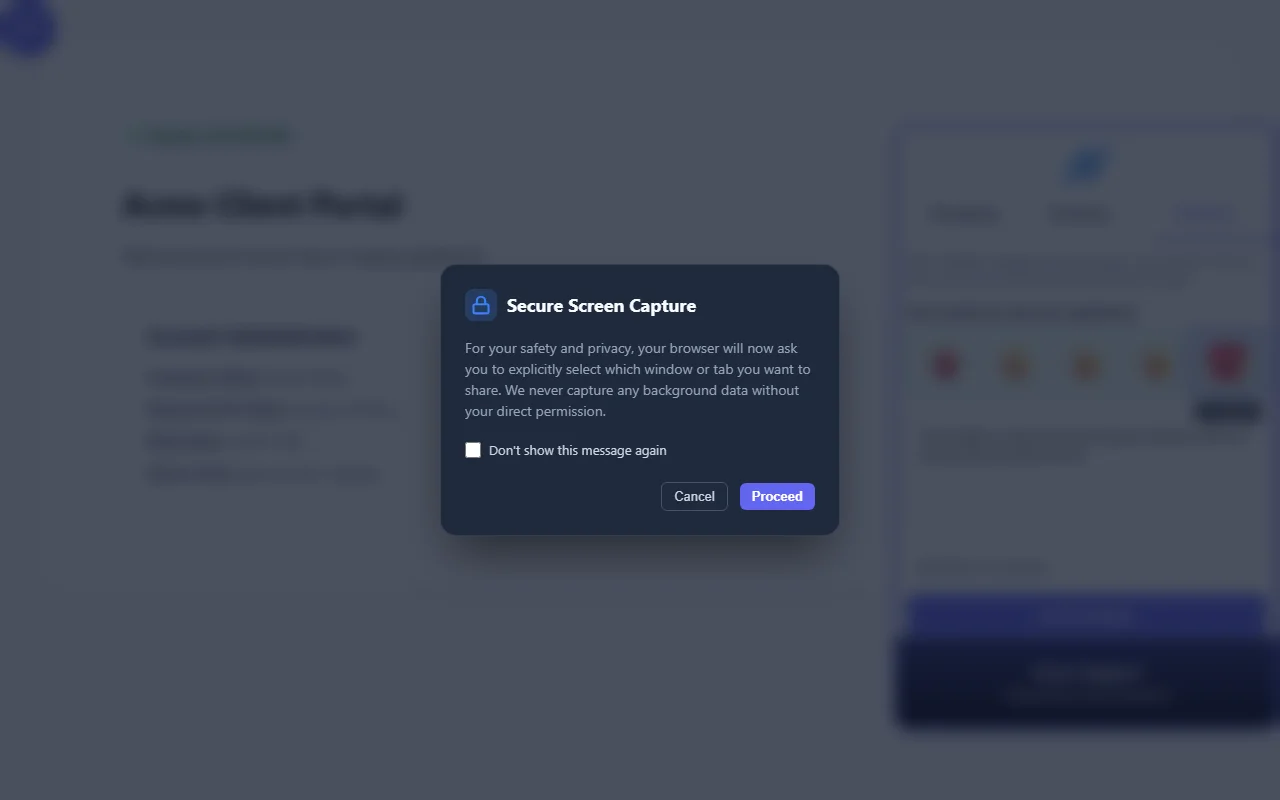 Explicit Screenshot Consent Card